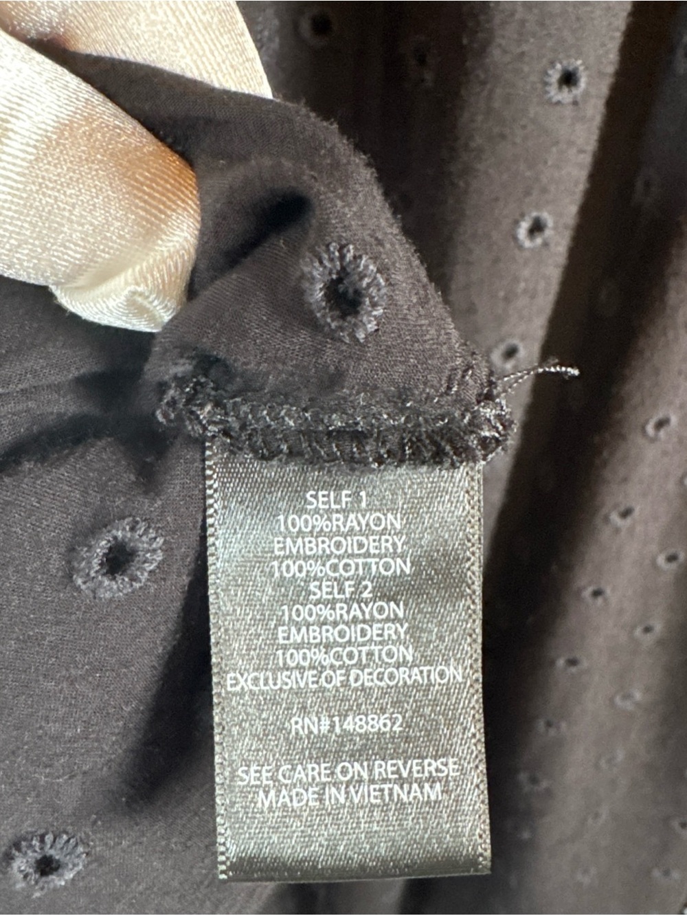 Torrid 3 (3X) Black Eyelet Babydoll Blouse 3/4 Sleeve Cotton/Rayon - Picture 7 of 12
